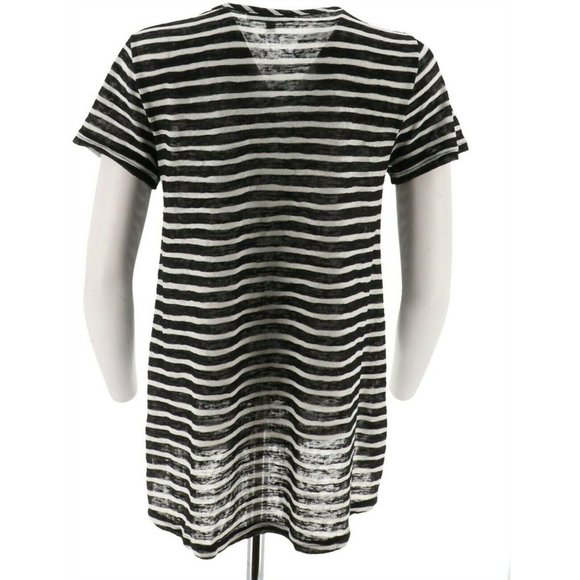 Lisa Rinna Collection Sheer Striped Knit Top Black and White Small NEW A288994 - Picture 2 of 2